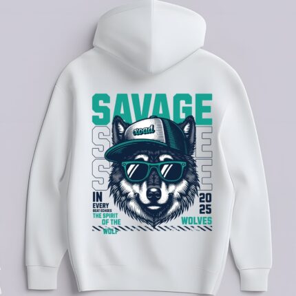 Savage Wolf Spirit 2025 Premium Streetwear Hoodie – Bold Urban Graphic Design